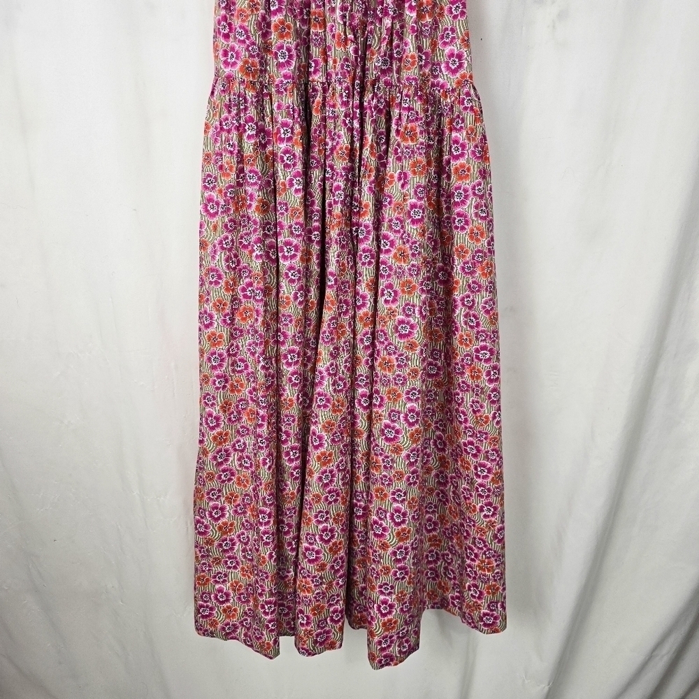J. Crew Tie-Waist Halter Dress Liberty Ellie Fabric Ellie Ruth Pink Midi Dress - Picture 9 of 13